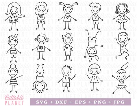 Stick Figure Svg Bundle Stick Figures Outlined Stick Figure Etsy Uk