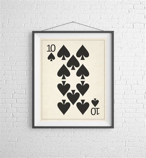 10 Of Spades Playing Card Art Print Game Room Decor Game Etsy