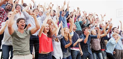 Cheering Fans In Crowd Stock Photo Dissolve