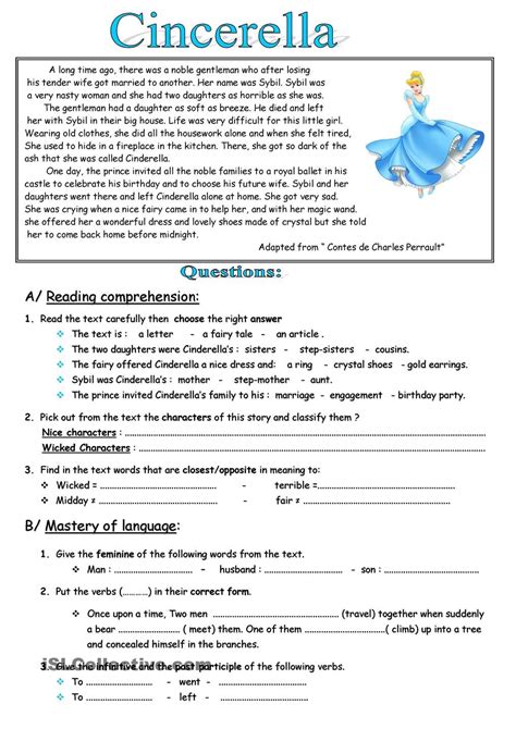 All of our reading comprehensive worksheets are free. Cinderella | Reading comprehension activities, Reading ...