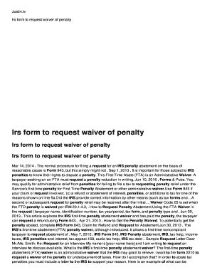 Dmv shall waive any penalties due for late payment of registration renewal fees penalties only shall be waived for late renewal for any period during which the registered owner was deployed to a location outside california. Sample letter waiver of penalty for reasonable cause - Fill Out Online Documents for Local ...