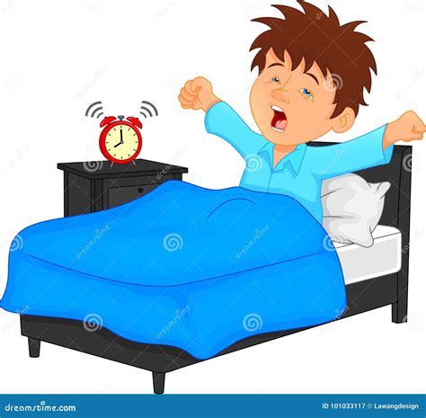 Little Boy Wake Up In The Morning Stock Vector Illustration Of