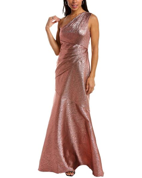 Theia Ruched Silk Blend Gown In Red Lyst