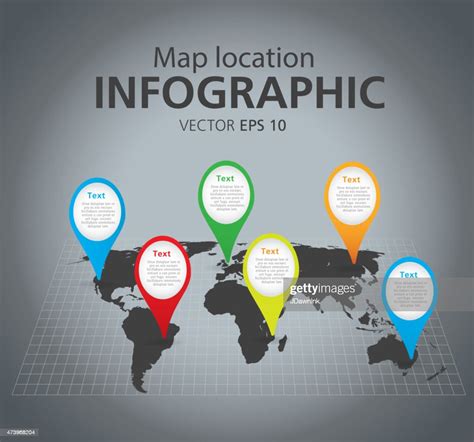 Colorful Simple World Map Location Pointer Marker Infographic Graph