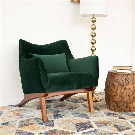 Casper Lounge Chair Dark Green Velvet Accent Chairs For Living