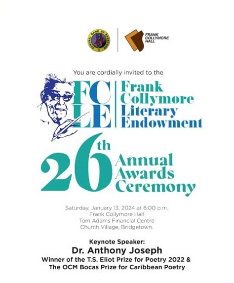 26th annual frank collymore literary endowment annual awards ceremony what s on in barbados