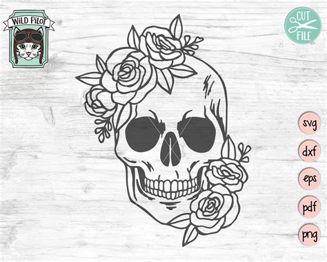 Skull svg file, Flower Skull svg, Skull cut file, Floral Skull clip art