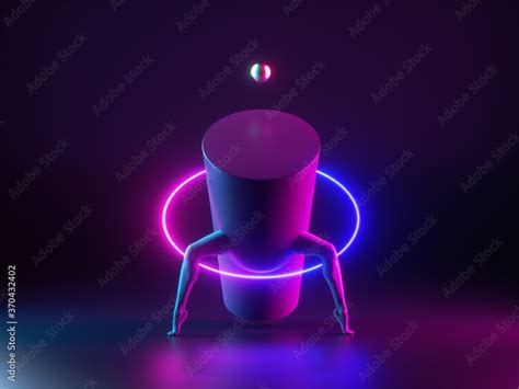3d Render Abstract Futuristic Geometric Shape Cylinder With Sitting