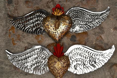 hearts with wings mexican decor mexican style mexican folk art heart with wings i love heart