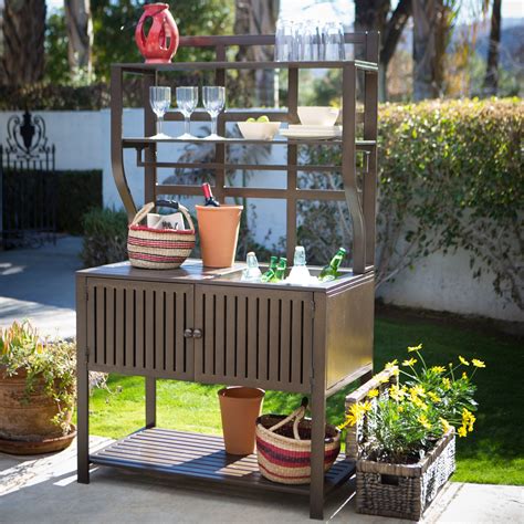 Belham Living Modern Metal Outdoor Potting Bench With Storage