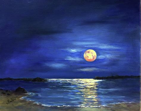 Moonlight Bay Painting By Anne Barberi Pixels