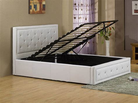Gfw Hollywood 5ft King Size White Upholstered Faux Leather Ottoman Bed Frame Archers Sleepcentre