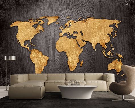 Wood Texture World Map Large Wall Mural Self Adhesive Vinyl Etsy