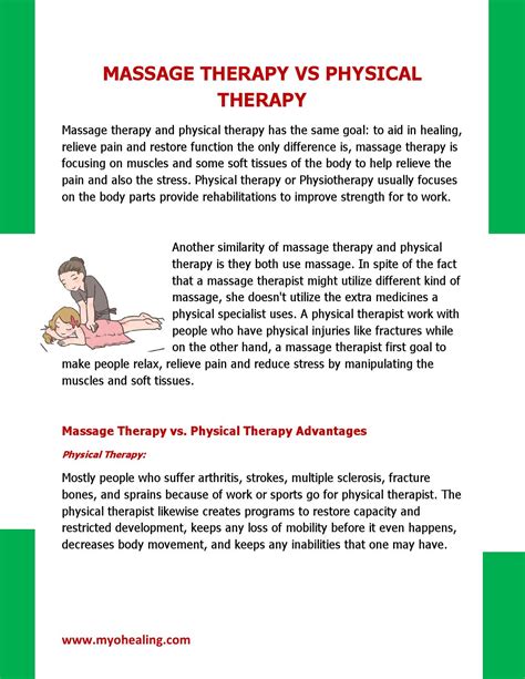 Massage Therapy Vs Physical Therapy By Myohealing Issuu