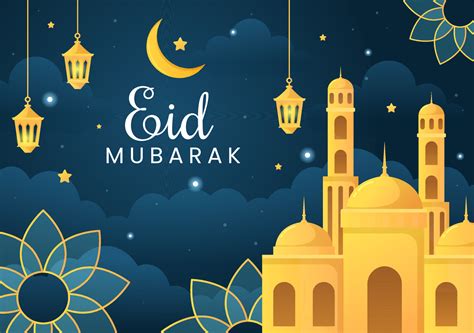 Happy Eid Ul Fitr Mubarak Background Illustration With Pictures Of