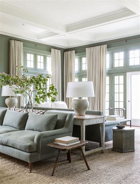 Sophisticated Sage Green Ivory And Wood Living Room Living Room