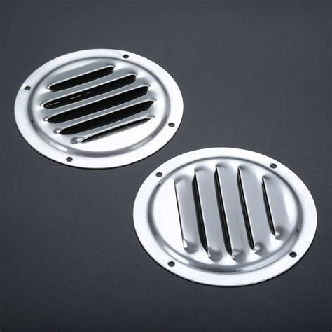 2 Pcs 4 Round Stainless Steel 5 Slot Louvered Air Vent Cover Louver