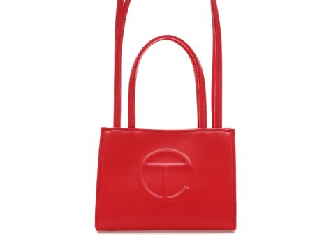 Telfar Shopping Bag Small Red In Vegan Leather With Silver Tone Cn