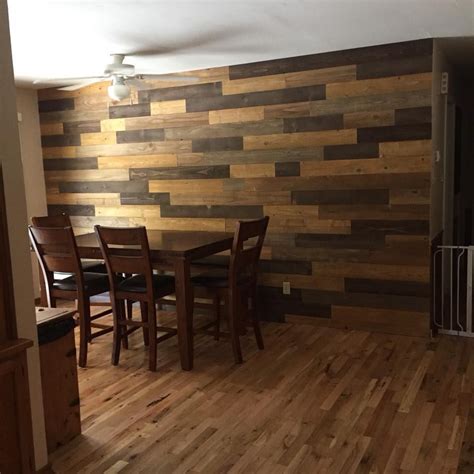 Cozy Look Multicolored Brown Tan And Gray Shiplap Staggered Wood