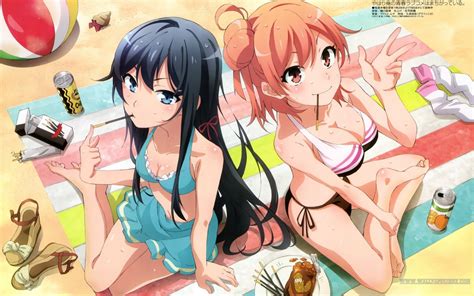 Fond Décran Illustration Anime Filles Anime Plage Gros Seins Dessin Animé Clivage