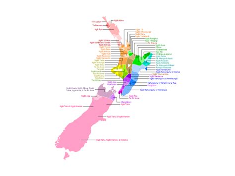 Māori Tribal Districts Map Newzealand