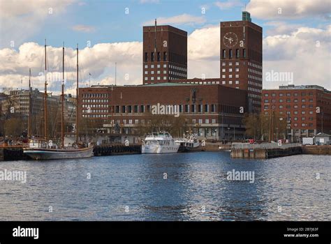 The Oslo City Hall Seen From The Oslo Fjord Stock Photo Alamy
