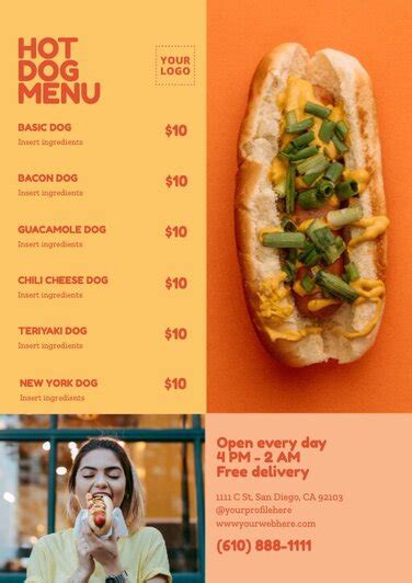 Customizable Hot Dog Menu Templates For Restaurants