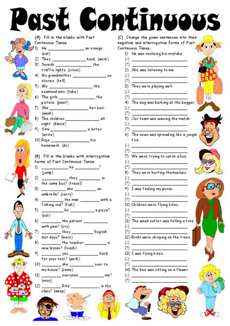 Past Continuous Tense Esl Printable English Worksheets For Kids And