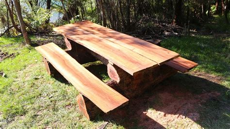 How To Build A Rustic Log Picnic Table Youtube