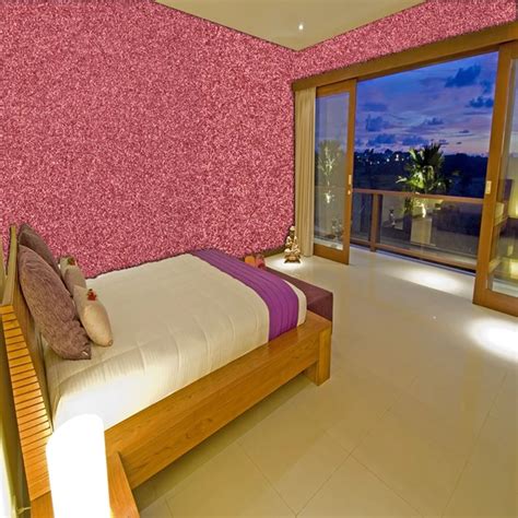 5m Roll Pink Glitter Fabric Wallpaper For Kids Room Decorative