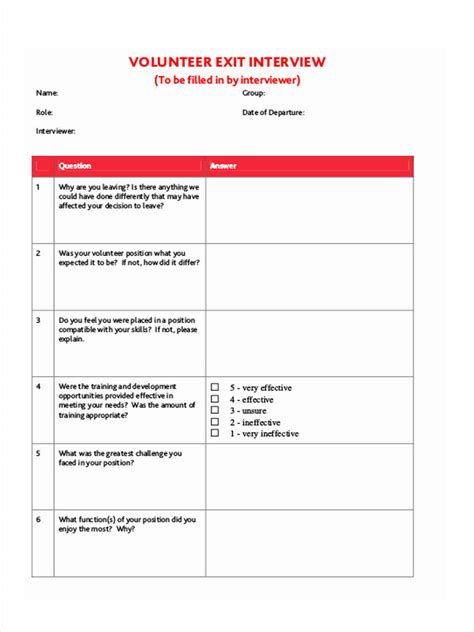 sample exit interview questionnaire forms  ms word
