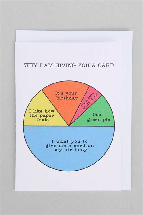 Pie Chart Birthday Card Urban Outfitters Funny Birthday Cards
