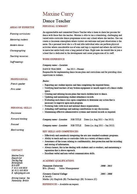Go with a combination format, while a functional format is perfect for a substitute teacher. Dance teacher resume, dancing, job description, example ...