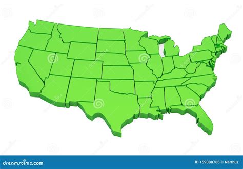 Green United States Of America Map Isolated Stock Illustration