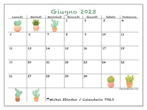 Calendario Giugno 2023 Da Stampare 771LD Michel Zbinden IT