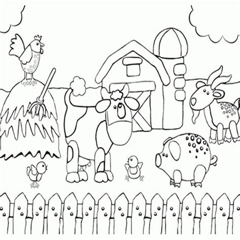 Printable Preschool Coloring Page Of Happy Farm Animals