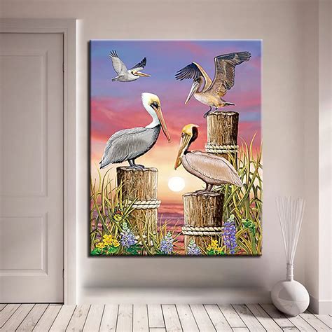 Pelicans Oil Painting By Numbers Diy Pictures On Canvas Digital Acrylic