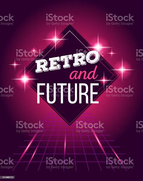 Vector Illustration Of Retro Disco 80s Neon With Text Stock