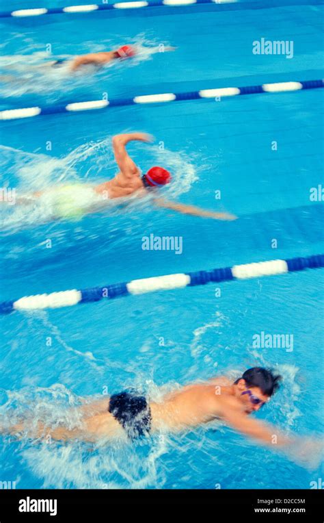 Swimmers Doing Laps In Pool Stock Photo Alamy