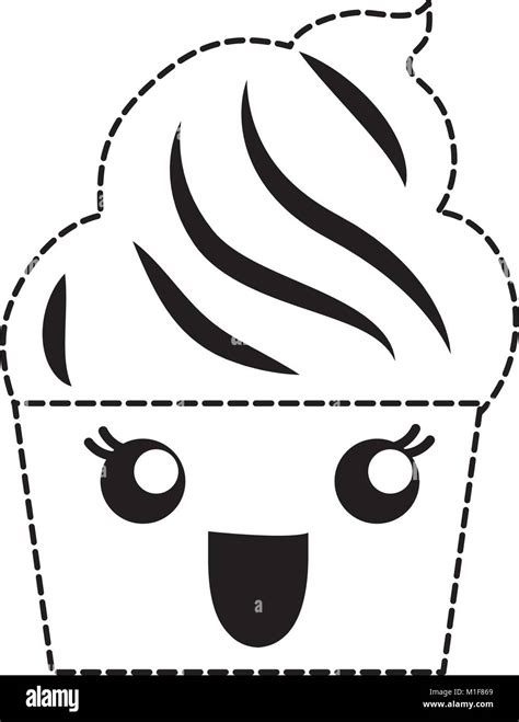 Kawaii Cupcake Icon Stock Vector Image And Art Alamy