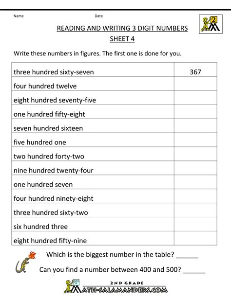 Writing Numbers In Words Worksheets Grade 4 Pdf