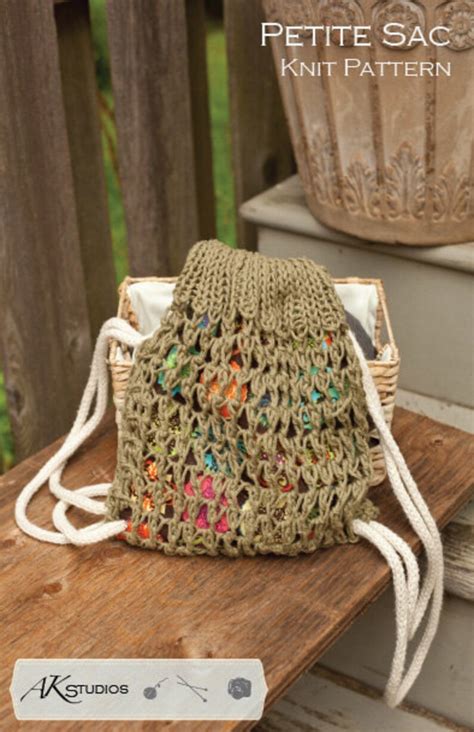 Knitting Pattern Draw String Bag Knit And Sewn 10 Tall Etsy