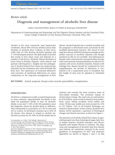 Pdf Diagnosis And Management Of Alcoholic Liver Disease