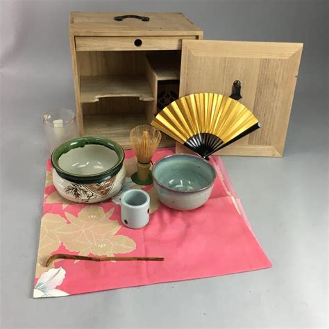 Japanese Tea Ceremony Set Authentic Vintage Chabako Chawan Kensui