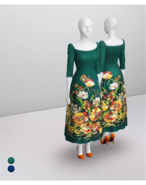 Green Floral Dress Image By Haley Larson On Sims Cc In 2020 Floral