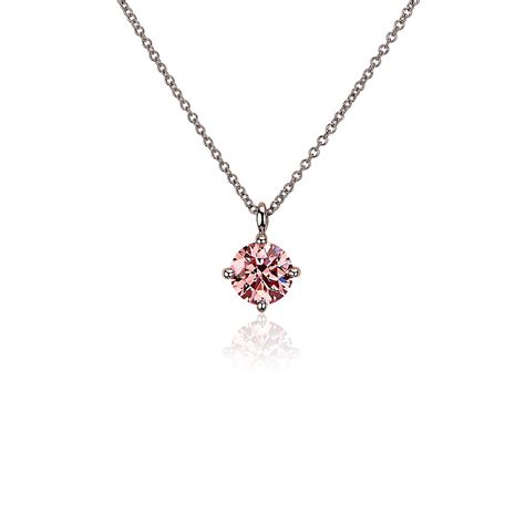 Lightbox Lab Grown Pink Diamond Round Solitaire Pendant Necklace In 14k