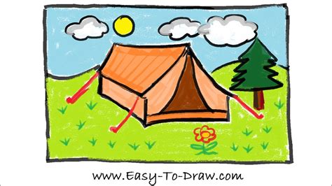 How To Draw A Cartoon Tent In Campground Camping Place Free And Easy
