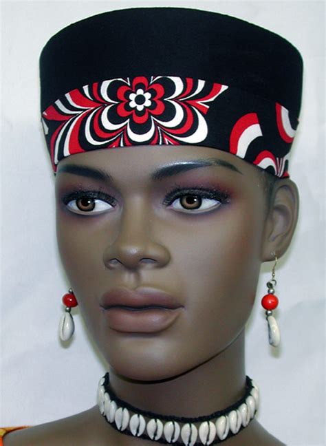 African Hats Elegant Kente Trim Kufi Hat