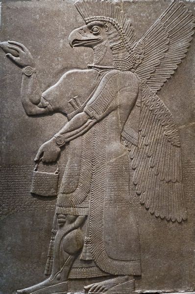 Relief Depicting The Eagle Headed Assyrian God Nisroch The Word For