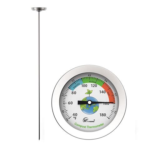 Compost Soil Thermometer Premium Stainless Steel Probe Fertilizer Water